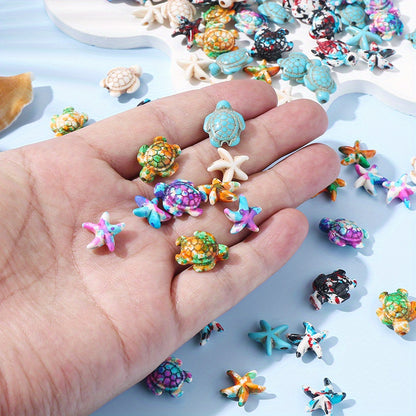 100pcs Mix Gradient Turtle Starfish Acrylic Beads