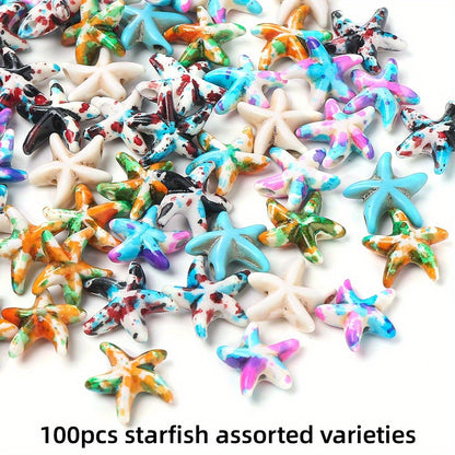 100pcs Mix Gradient Turtle Starfish Acrylic Beads