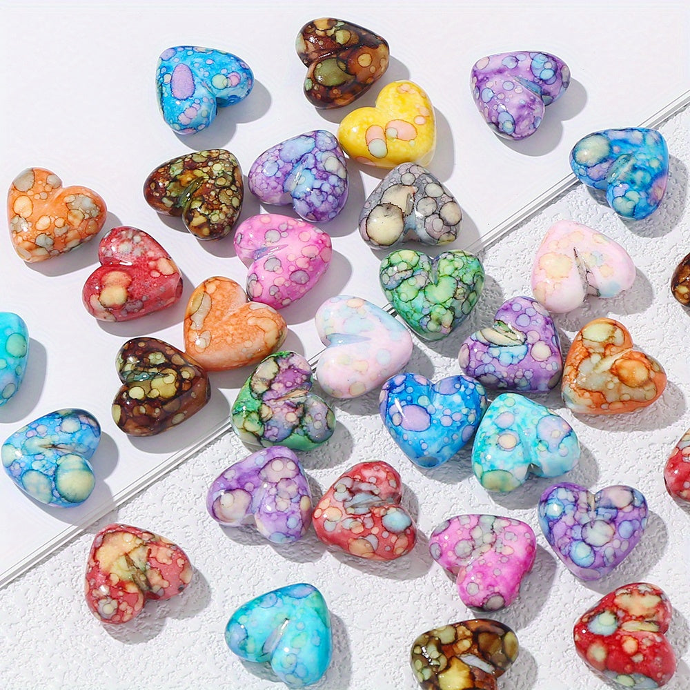 Gradient Heart Acrylic Spacer Beads