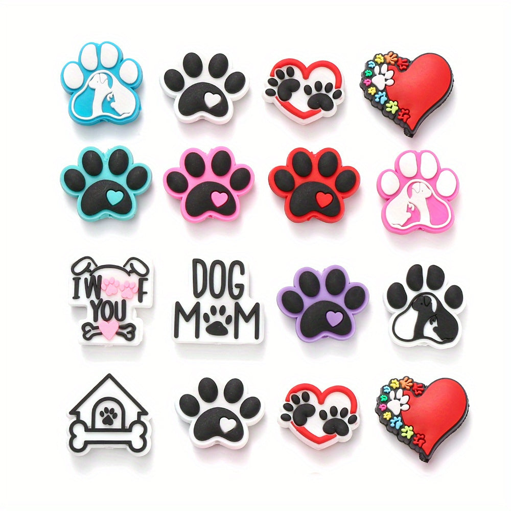 Cat Dog Paw Silicone Focal Beads