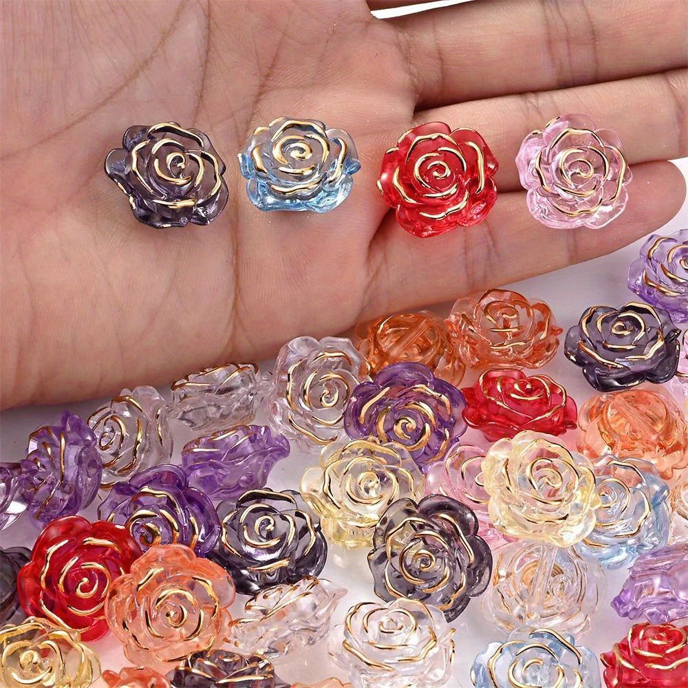 Colorful Acrylic Five Petal Flower Spacer Beads