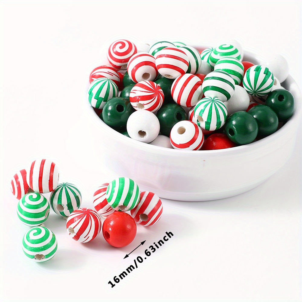16mm Christmas Wooden Round Beads