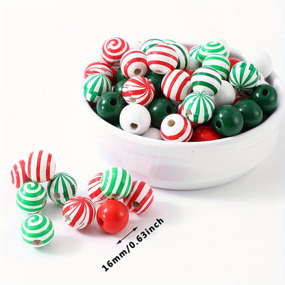 16mm Christmas Wooden Round Beads