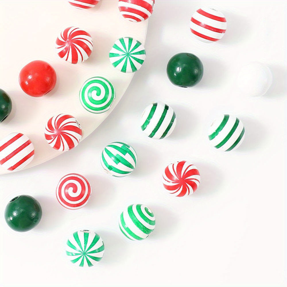 16mm Christmas Wooden Round Beads