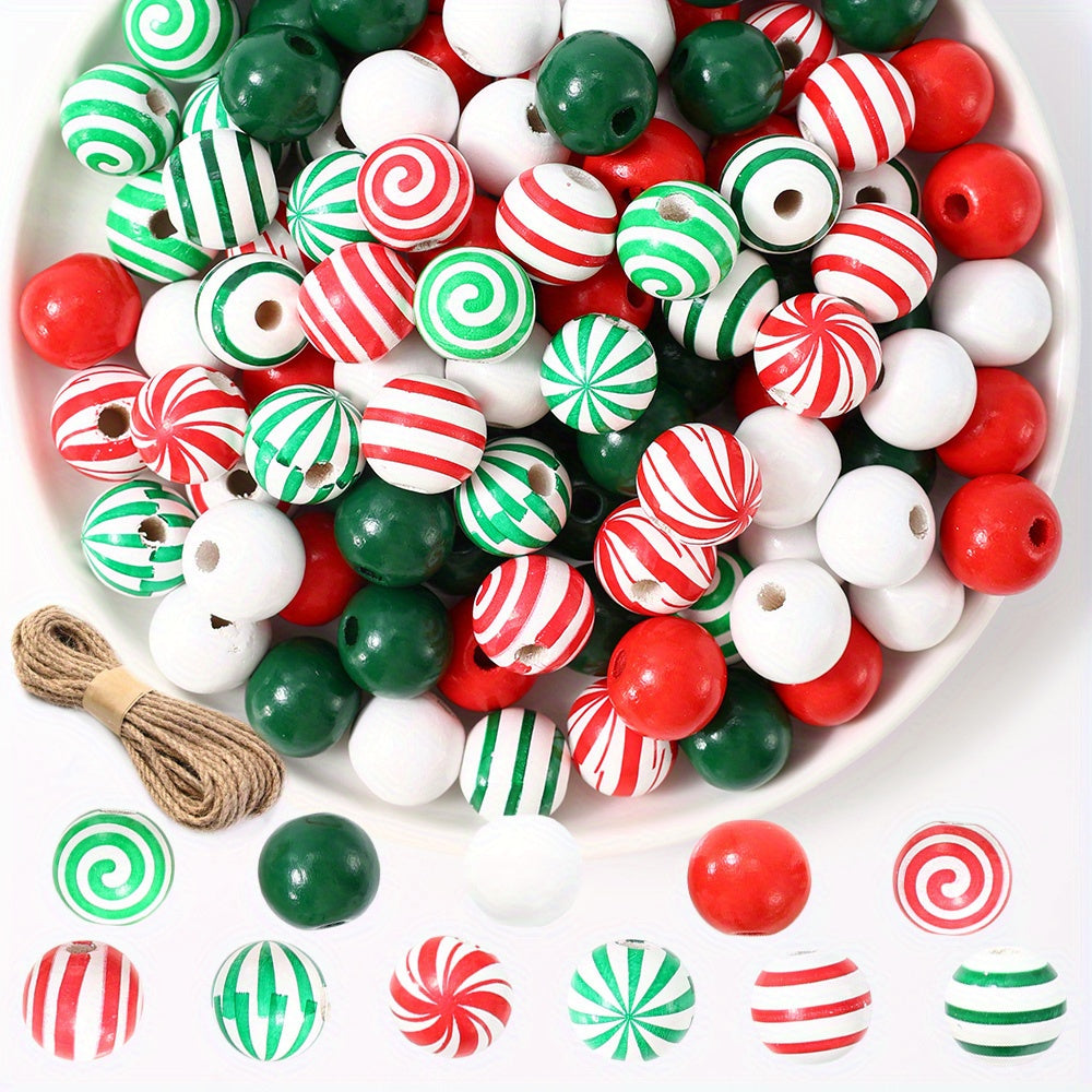 16mm Christmas Wooden Round Beads