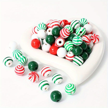 16mm Christmas Wooden Round Beads