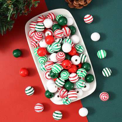 16mm Christmas Wooden Round Beads