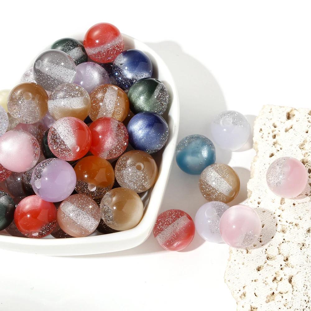Acrylic Glacier Multicolor Round Beads