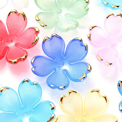Multicolor Sakura Spacer Beads with Golden Edge