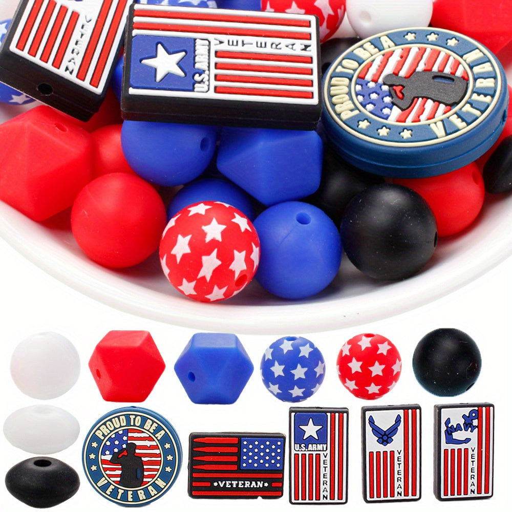 51pcs American Flag Focal Beads Set