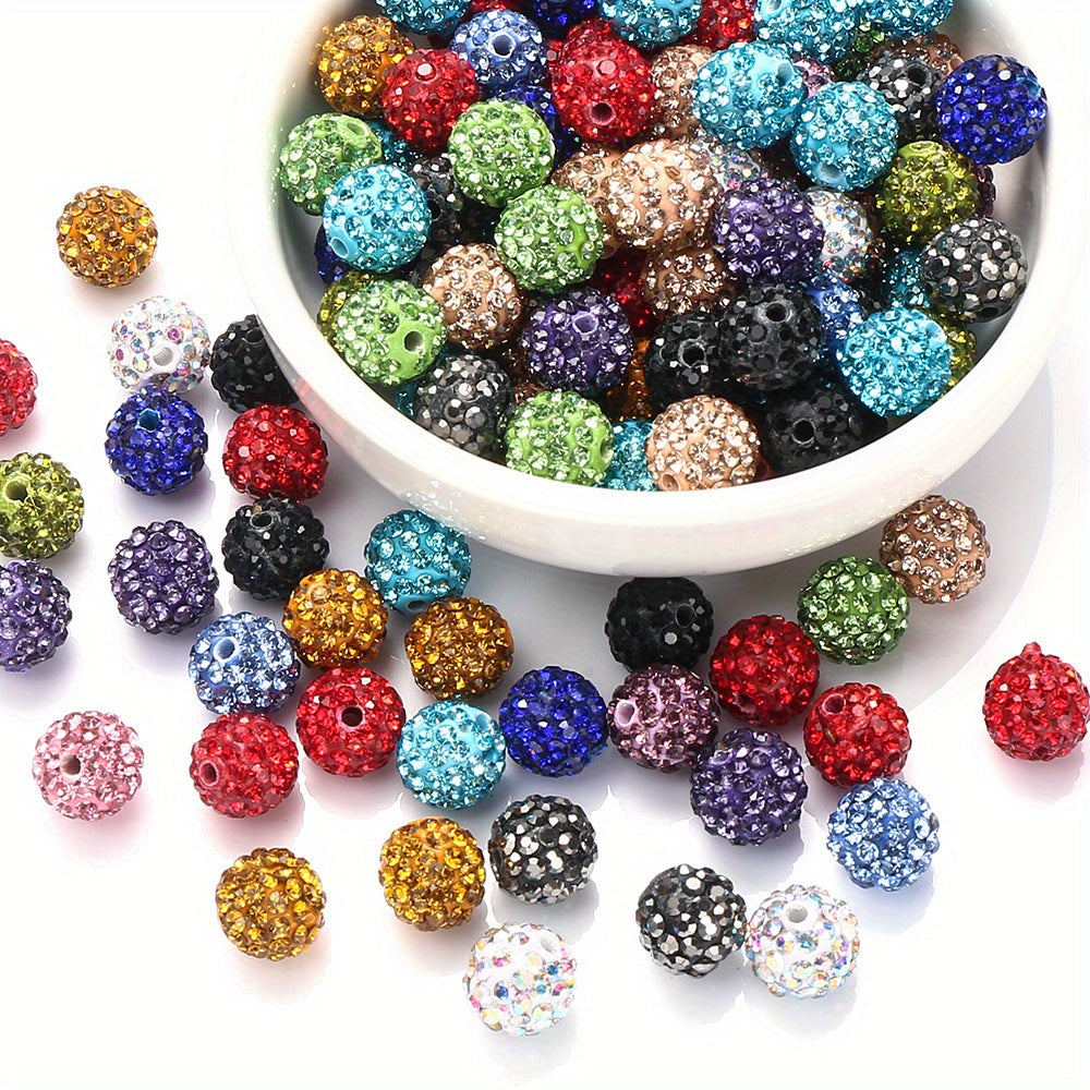 10mm Rhinestone Clay Disco Ball Beads