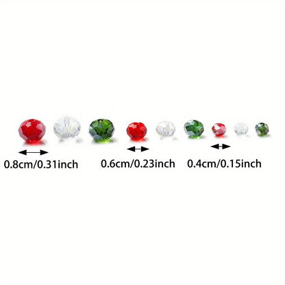 Christmas Mix Size Faceted Crystal Spacer Beads