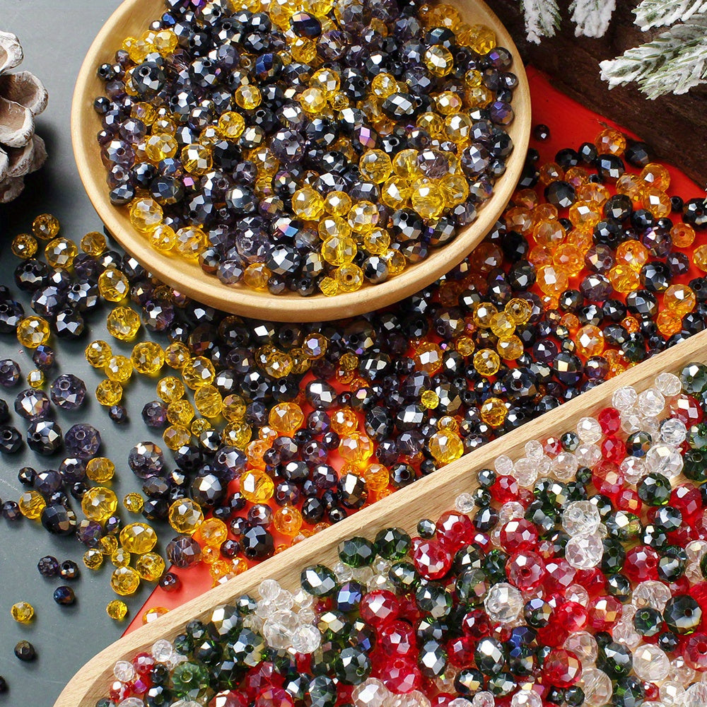 Christmas Mix Size Faceted Crystal Spacer Beads