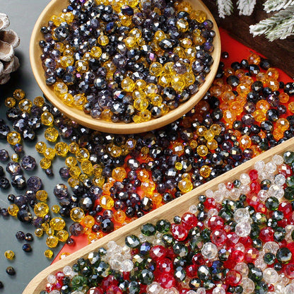Christmas Mix Size Faceted Crystal Spacer Beads