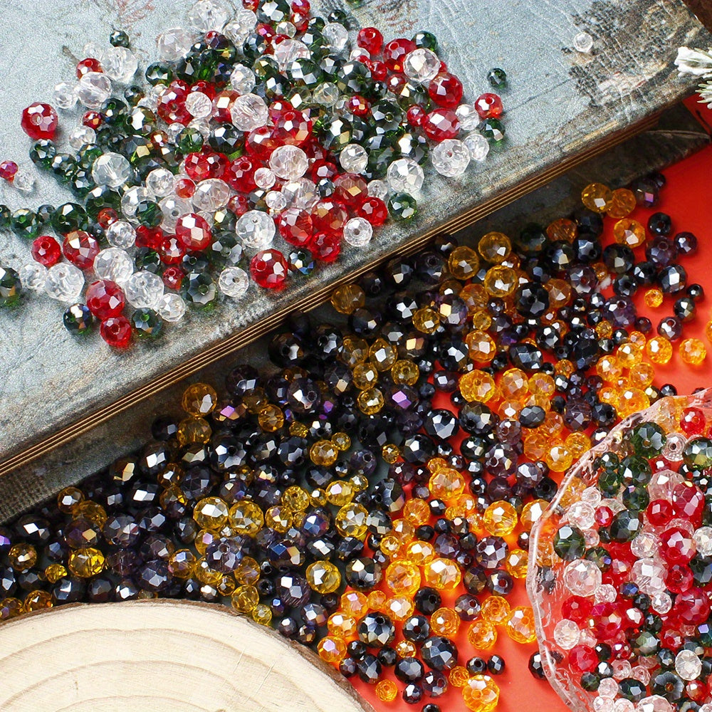 Christmas Mix Size Faceted Crystal Spacer Beads