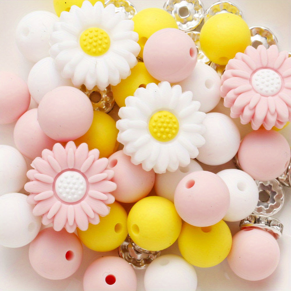 Sun Flower Silicone Round Spacer Beads