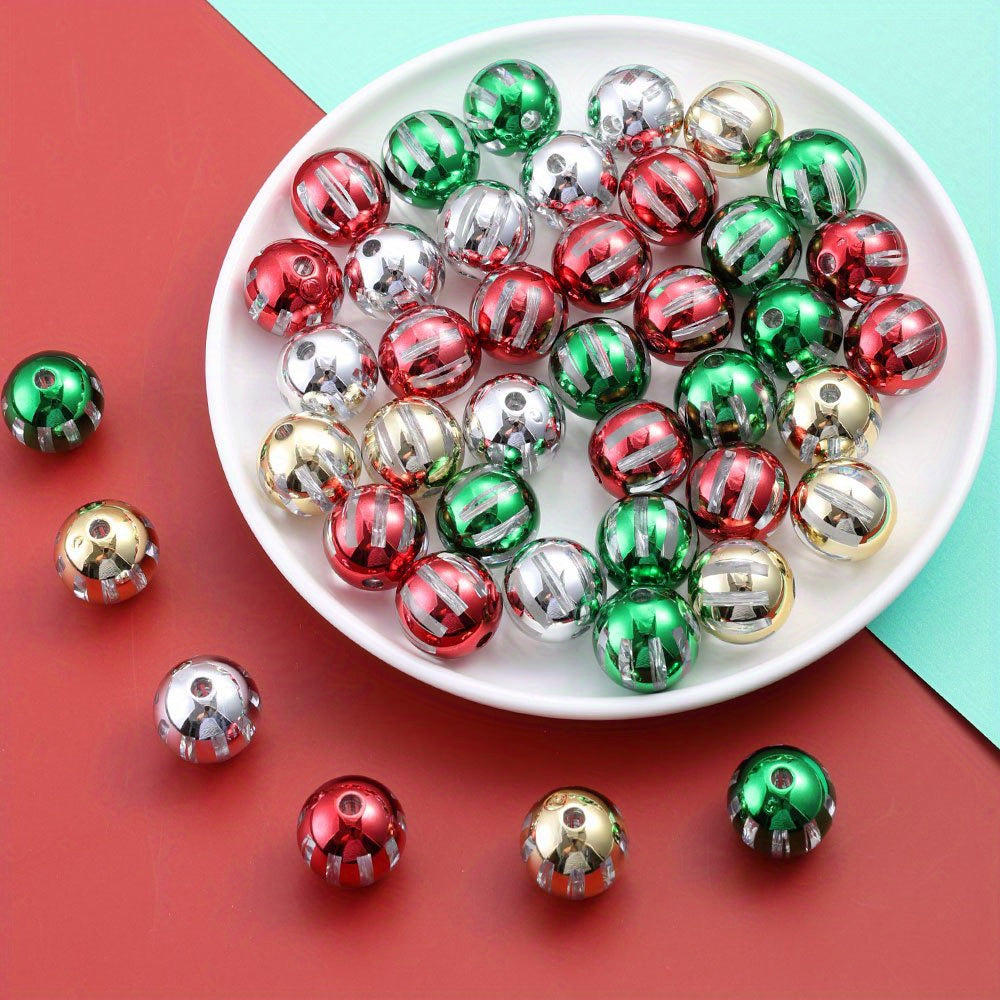 5pcs 20mm Christmas Acrylic Round Beads