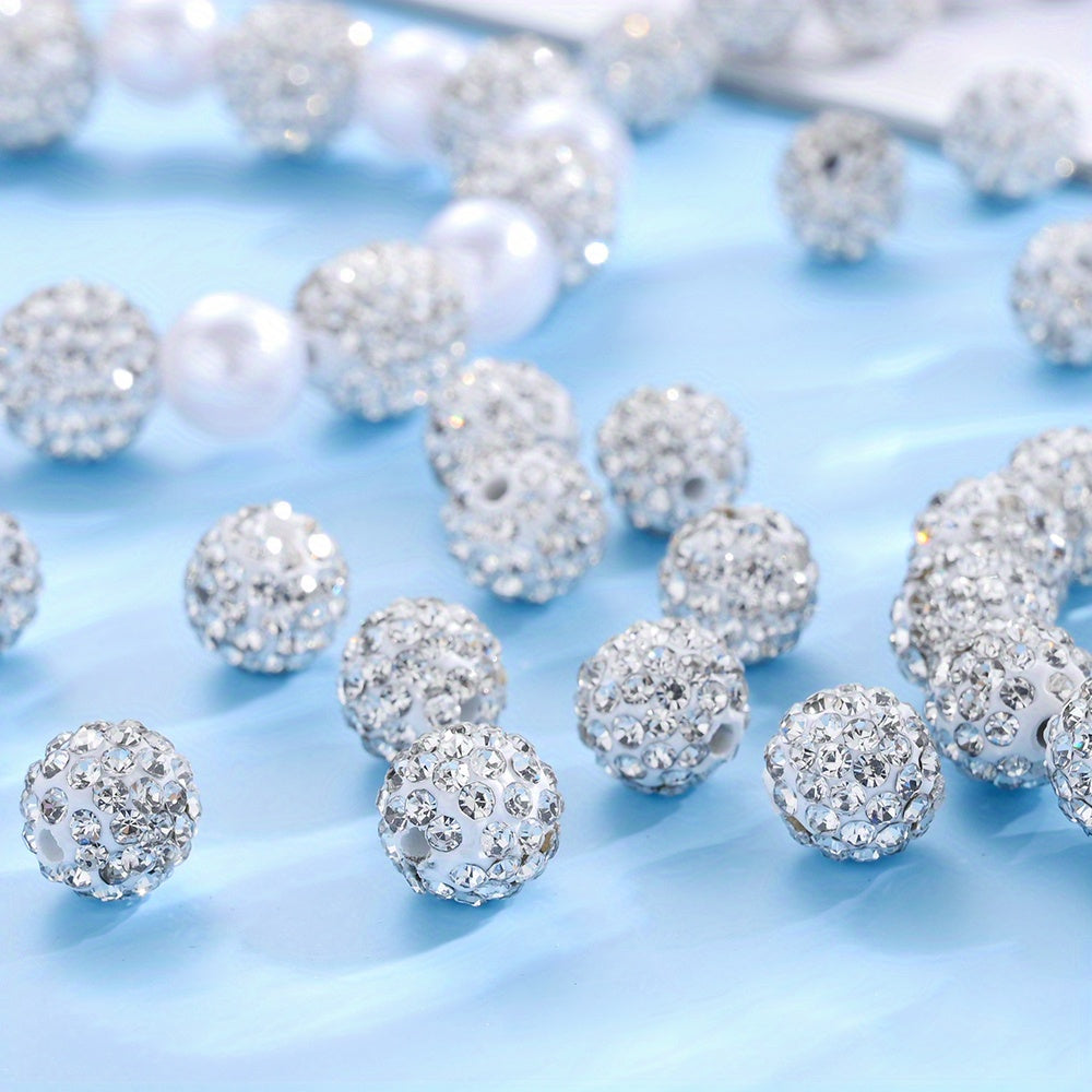White Rhinestone Crystal Ball Beads