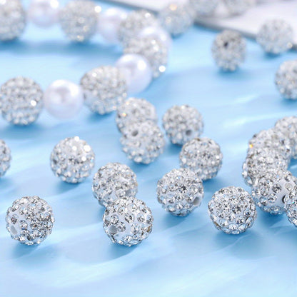 White Rhinestone Crystal Ball Beads