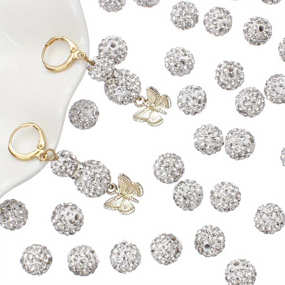 White Rhinestone Crystal Ball Beads