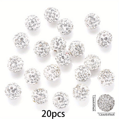 White Rhinestone Crystal Ball Beads