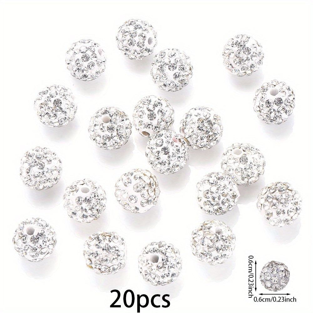 White Rhinestone Crystal Ball Beads