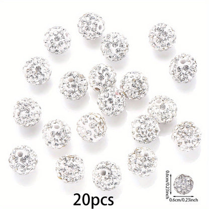 White Rhinestone Crystal Ball Beads
