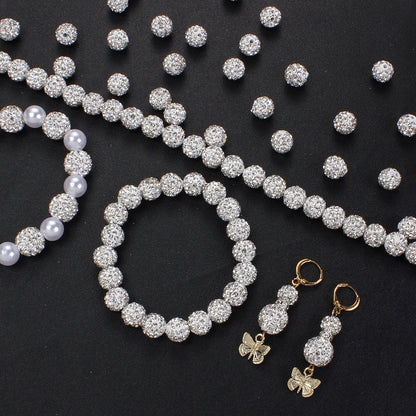 White Rhinestone Crystal Ball Beads
