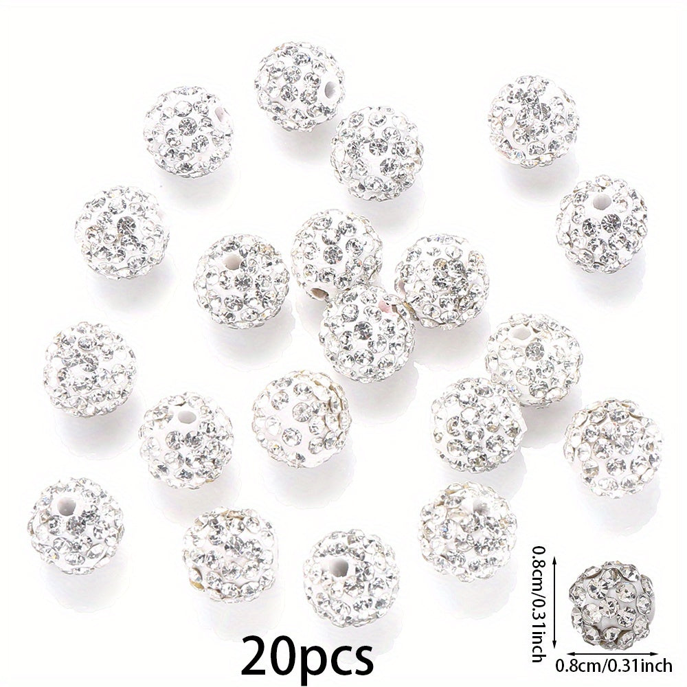 White Rhinestone Crystal Ball Beads