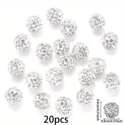 White Rhinestone Crystal Ball Beads