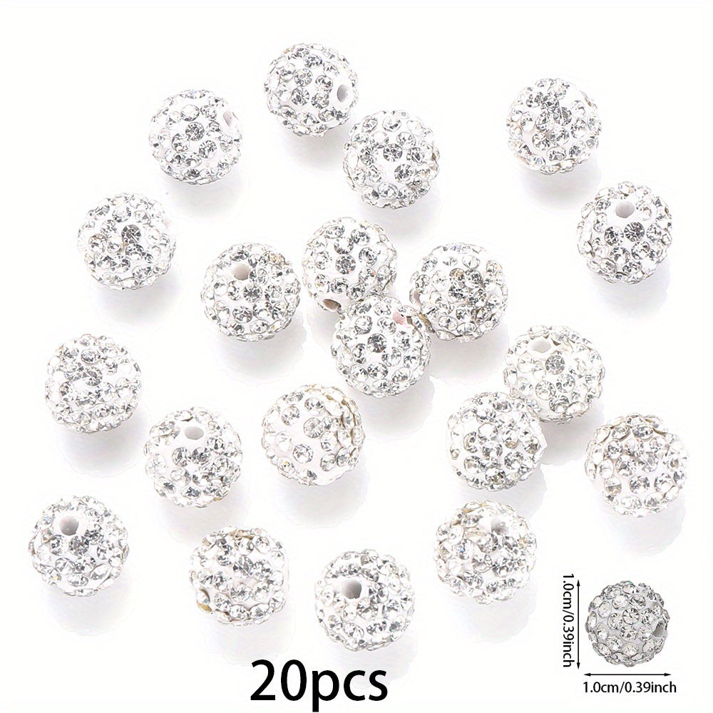 White Rhinestone Crystal Ball Beads