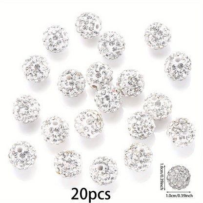 White Rhinestone Crystal Ball Beads