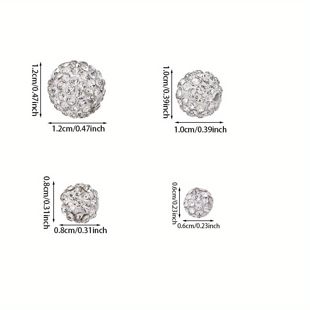 White Rhinestone Crystal Ball Beads