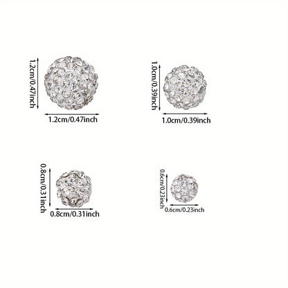 White Rhinestone Crystal Ball Beads