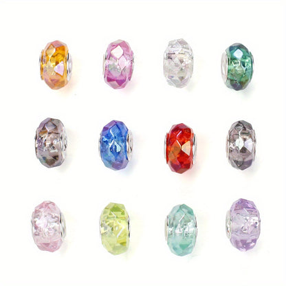 60pcs 15mm Clear Faceted Acrylic Big Hole Beads