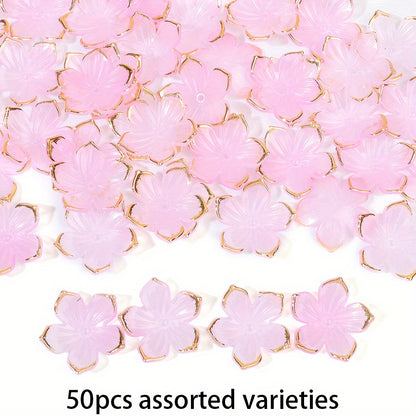 23×24mm Golden Edge Flower Acrylic Beads