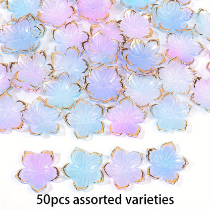 23×24mm Golden Edge Flower Acrylic Beads