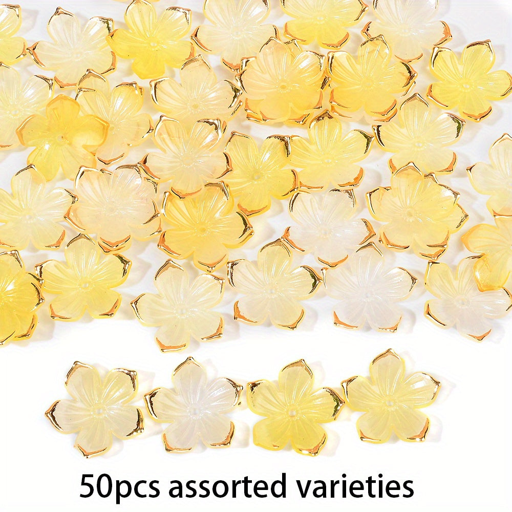 23×24mm Golden Edge Flower Acrylic Beads