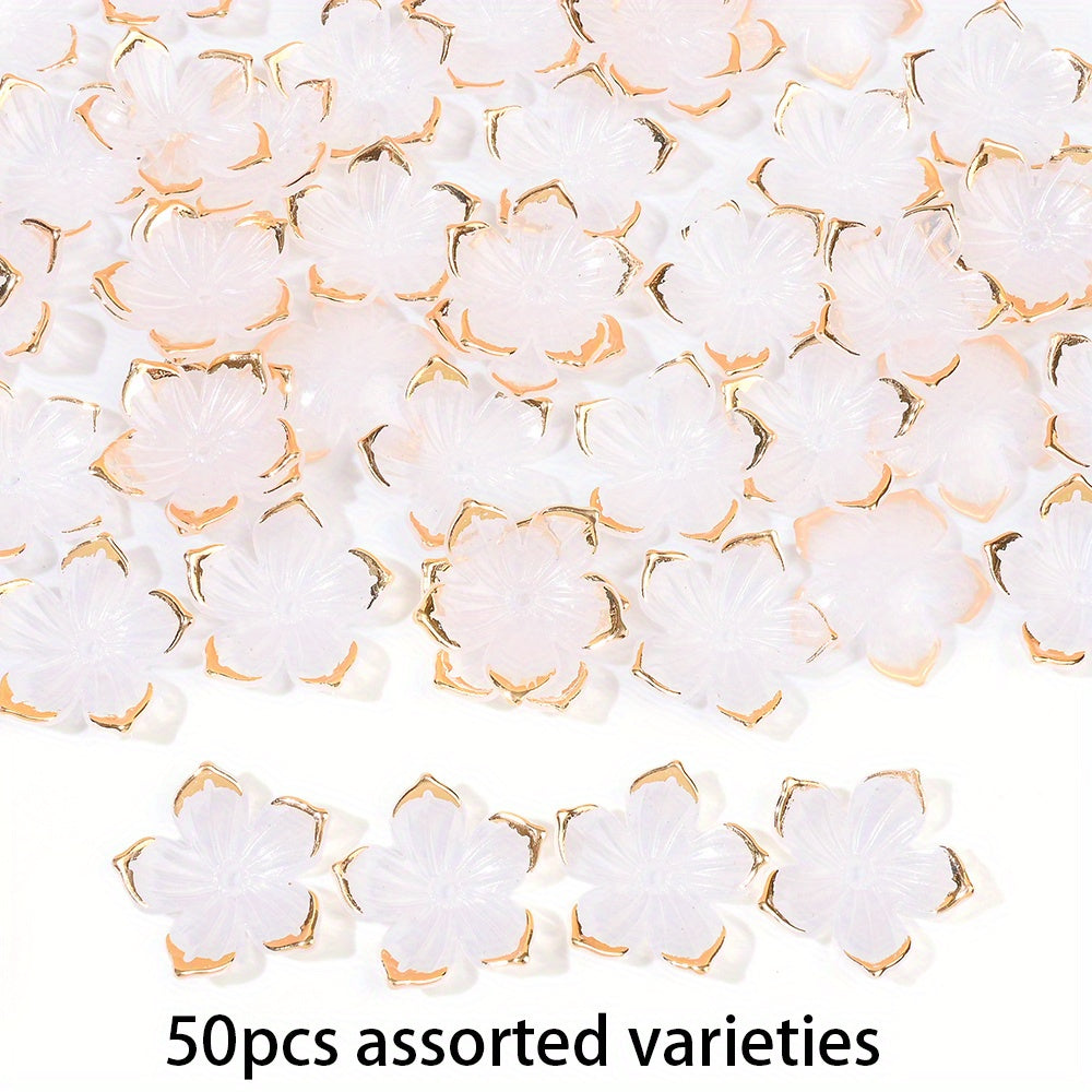 23×24mm Golden Edge Flower Acrylic Beads