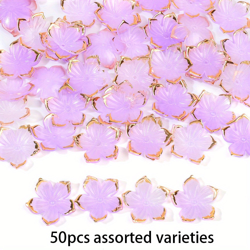 23×24mm Golden Edge Flower Acrylic Beads