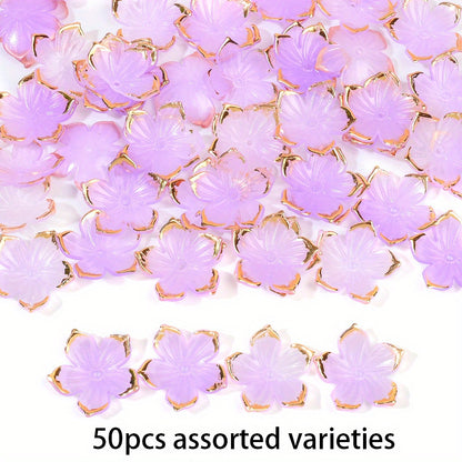23×24mm Golden Edge Flower Acrylic Beads