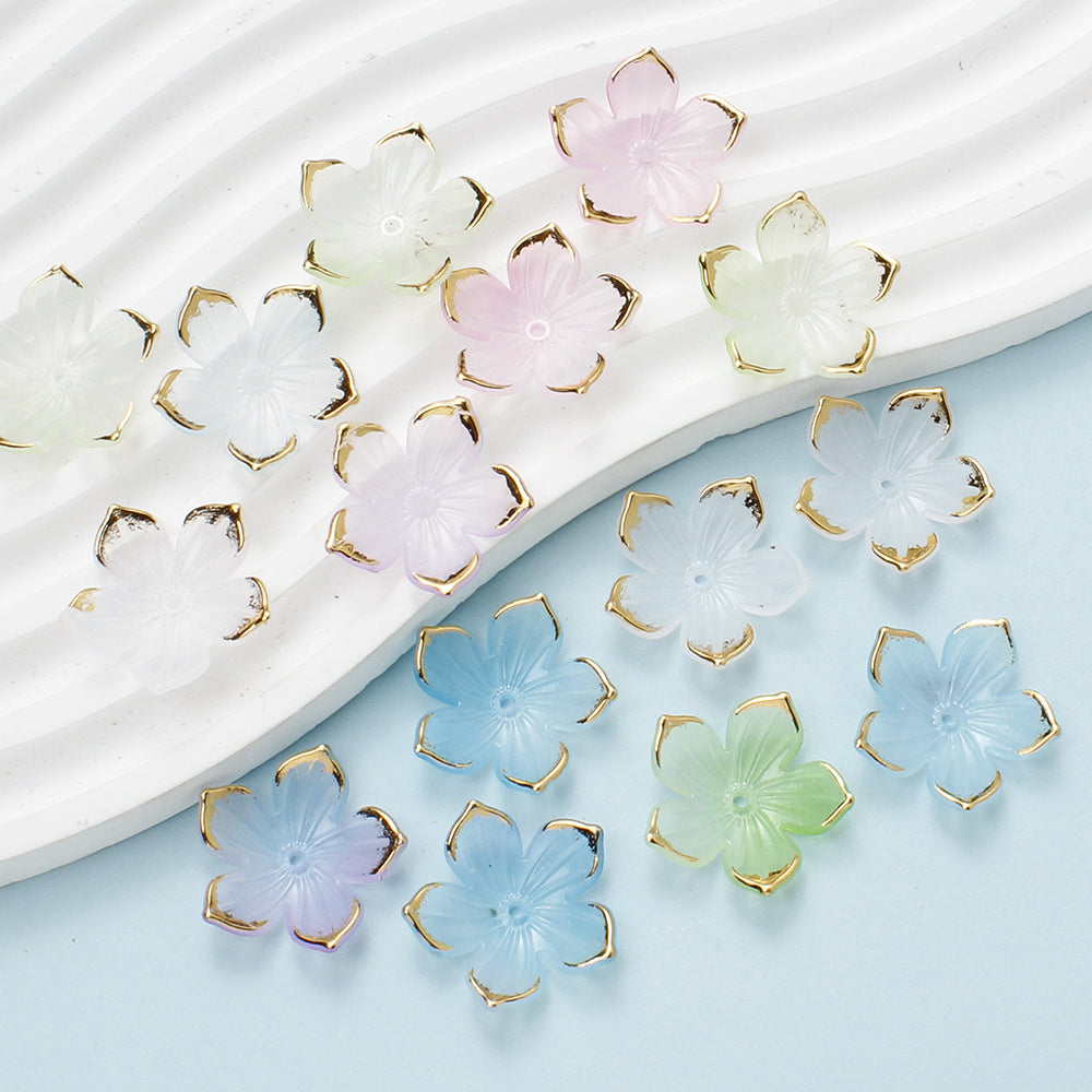 23×24mm Golden Edge Flower Acrylic Beads