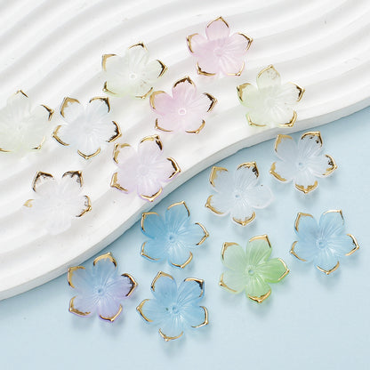 23×24mm Golden Edge Flower Acrylic Beads