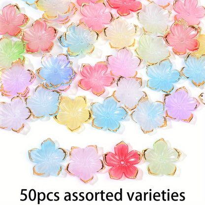 23×24mm Golden Edge Flower Acrylic Beads
