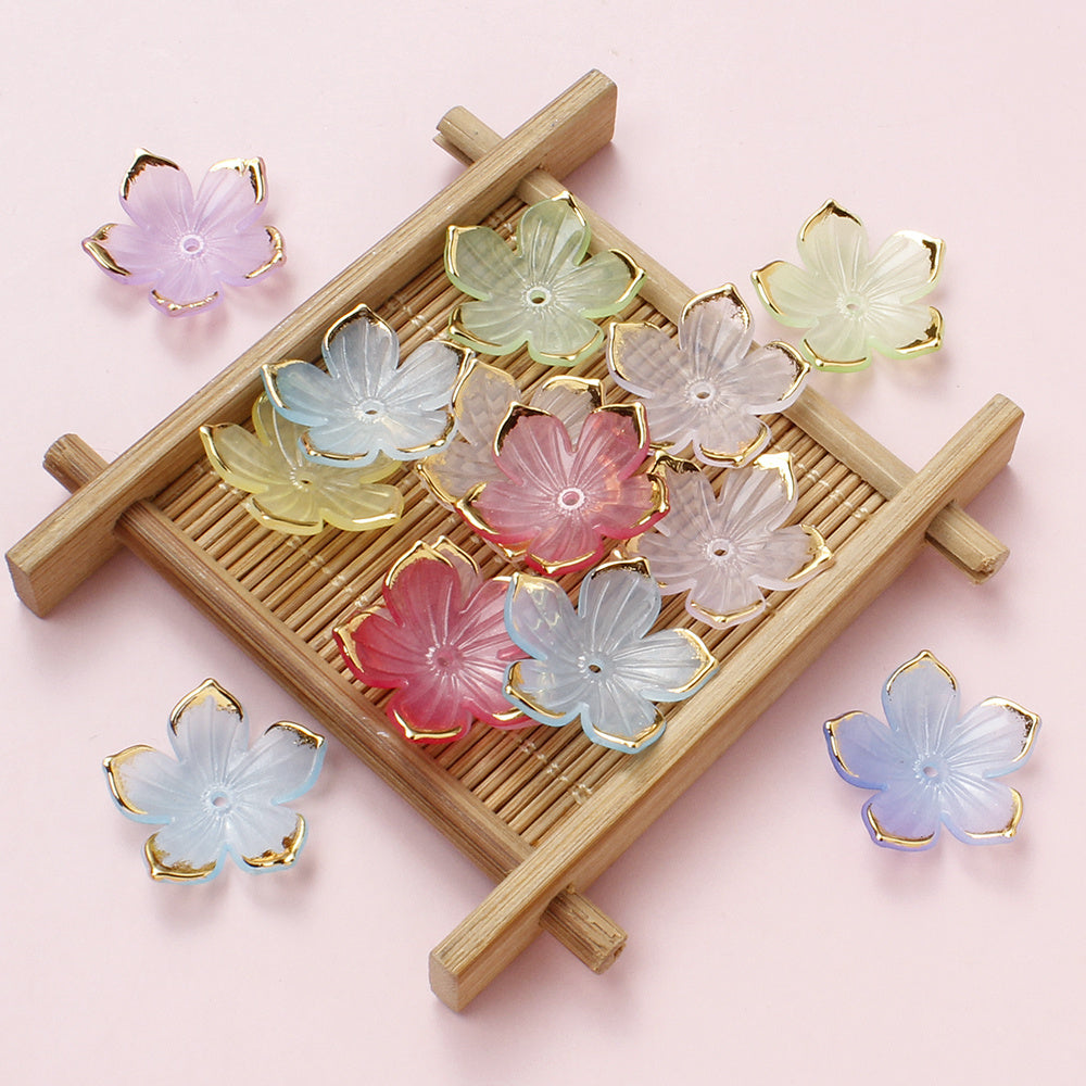 23×24mm Golden Edge Flower Acrylic Beads