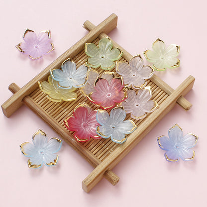 23×24mm Golden Edge Flower Acrylic Beads