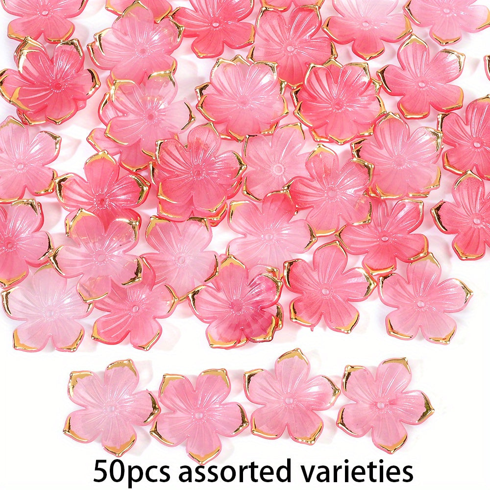 23×24mm Golden Edge Flower Acrylic Beads