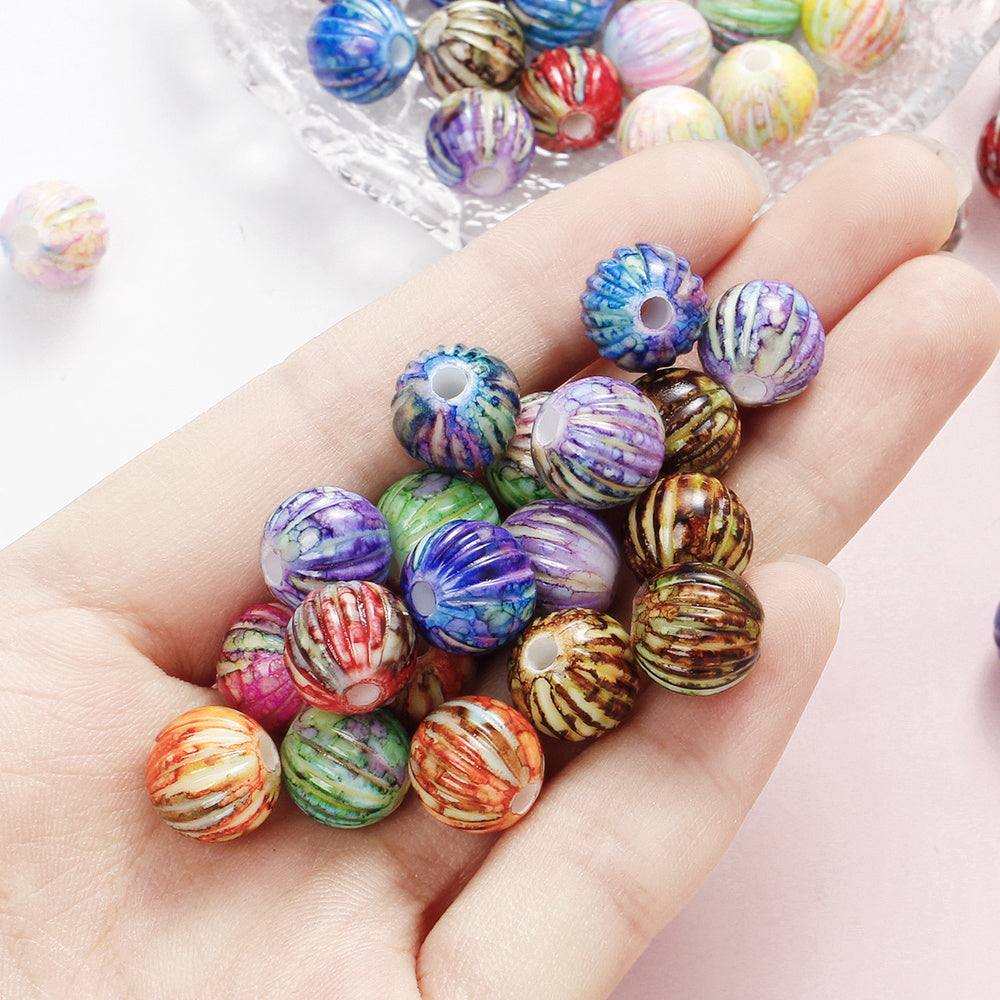 White Love & Heart Acrylic Round Beads