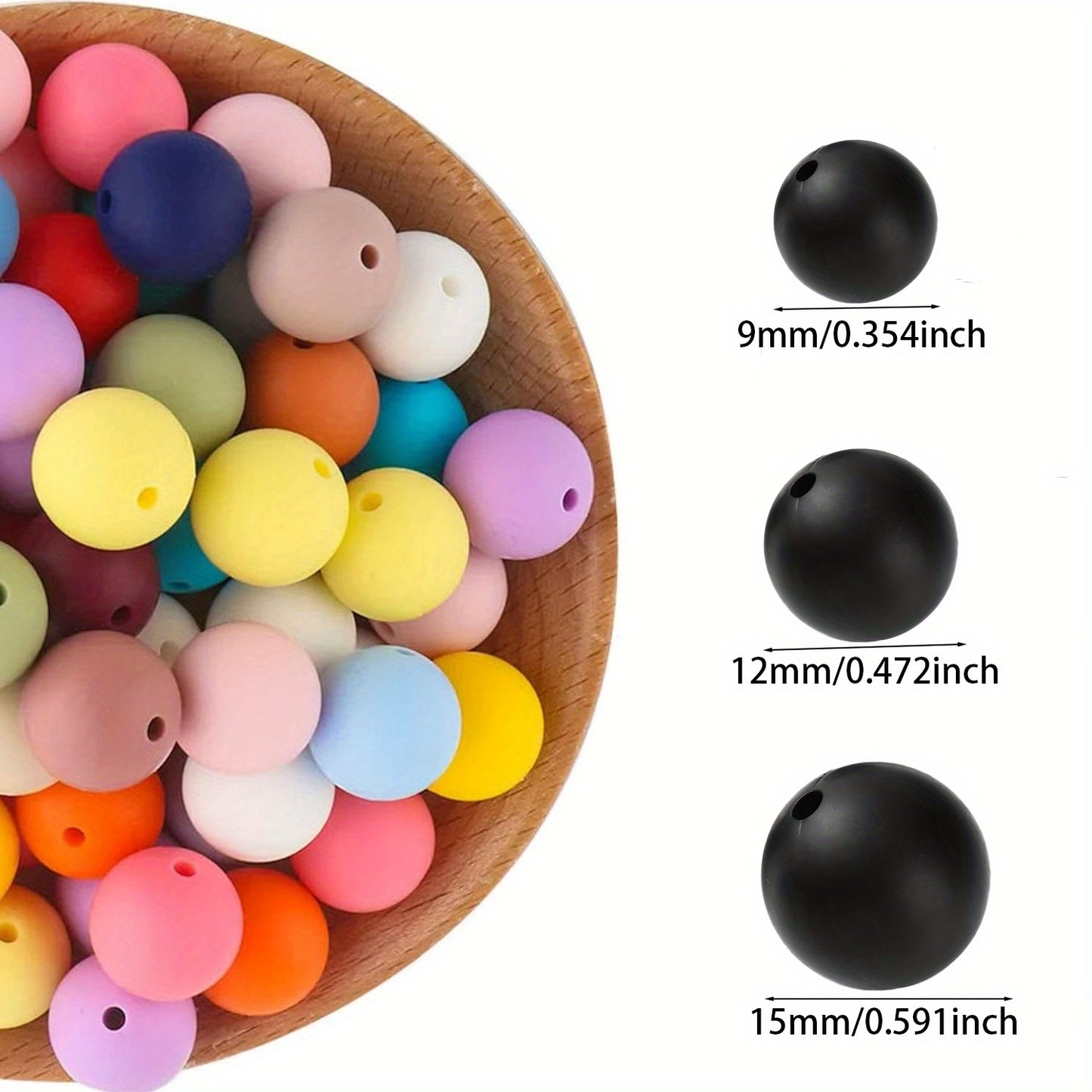 Variety Round Silicone Rubber Loose Beads