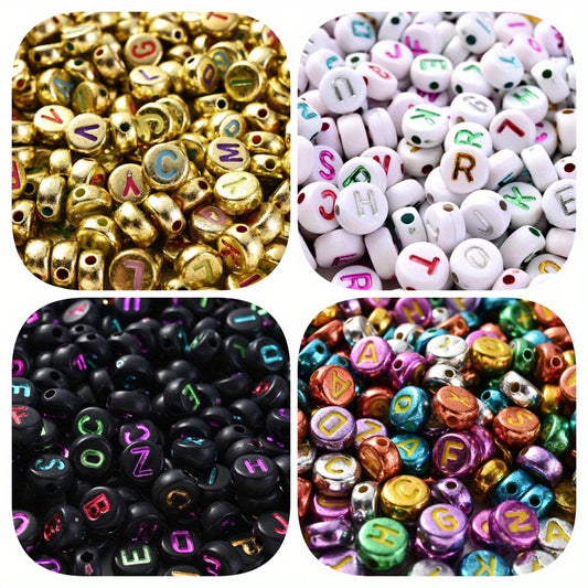 100pcs Round Acrylic Letter Beads